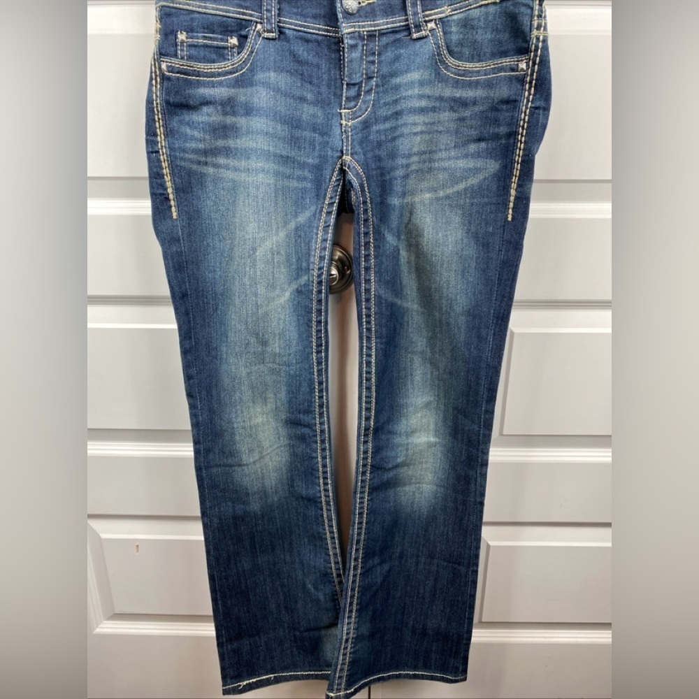 Daytrip Womens Leo Bootcut Jeans  29R Heavy Stitch Embellished Low Rise Dark